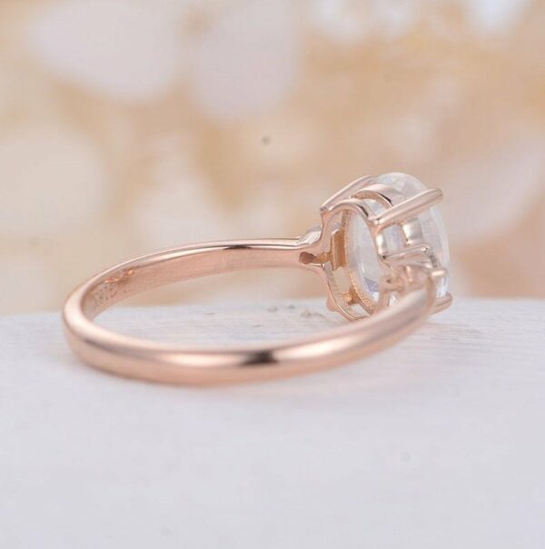 3 Stone Oval Diamond Engagement Ring 14K Rose Gold