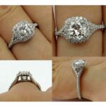 2.55Ctw Cushion Cut Diamond Halo Engagement Ring 14K White Gold