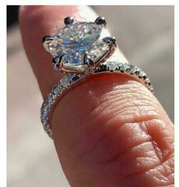 3.50 Ctw Round Solitaire Diamond 6-Prong Set Engagement Ring 14k White Gold Over