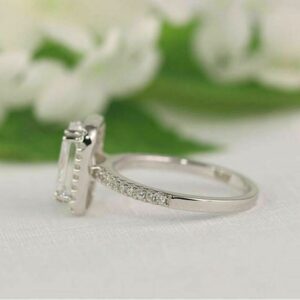 Classic Radiant 2.70 Ct White Diamond Halo Engagement Ring 14k Gold Plated