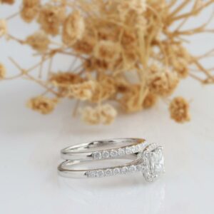 2.30 Ctw Princess Diamond Halo Engagement Ring Bridal Set 10k White Gold