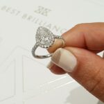 2.63 Carat Pear Shape Diamond Halo Engagement Ring Solid 14k White Gold