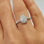 2.63 Carat Pear Shape Diamond Halo Engagement Ring Solid 14k White Gold