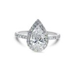 2.63 Carat Pear Shape Diamond Halo Engagement Ring Solid 14k White Gold