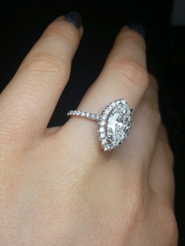 2.65ctw Marquise Cut Brilliant Diamond Halo Engagement Ring 14k White Gold