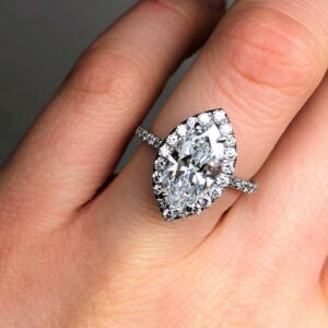 2.65ctw Marquise Cut Brilliant Diamond Halo Engagement Ring 14k White Gold