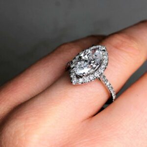 2.65ctw Marquise Cut Brilliant Diamond Halo Engagement Ring 14k White Gold