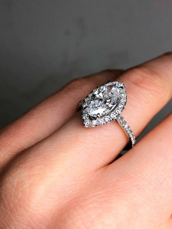 2.65ctw Marquise Cut Brilliant Diamond Halo Engagement Ring 14k White Gold