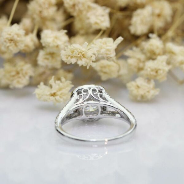 2.48 Ctw White Cushion Diamond Halo 2 Shank Engagement Ring 14k Gold Plated