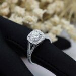 2.48 Ctw White Cushion Diamond Halo 2 Shank Engagement Ring 14k Gold Plated