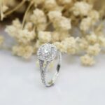 2.48 Ctw White Cushion Diamond Halo 2 Shank Engagement Ring 14k Gold Plated