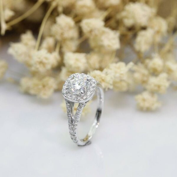 2.48 Ctw White Cushion Diamond Halo 2 Shank Engagement Ring 14k Gold Plated