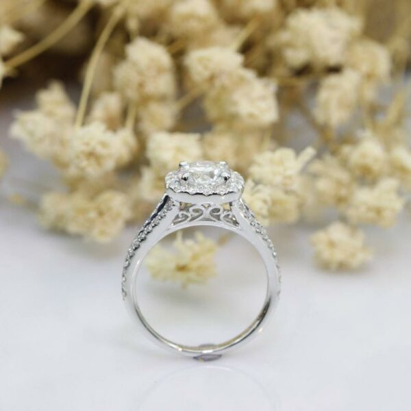 2.48 Ctw White Cushion Diamond Halo 2 Shank Engagement Ring 14k Gold Plated