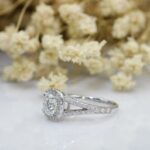 2.48 Ctw White Cushion Diamond Halo 2 Shank Engagement Ring 14k Gold Plated