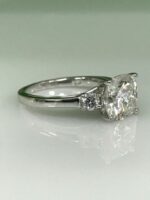 3 Stone 3.22Ctw Cushion & Round Cut Diamond Engagement Ring 925 Sterling Silver