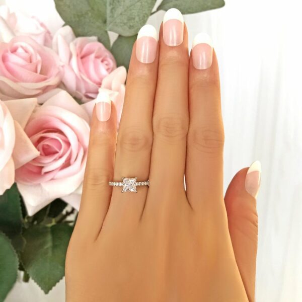 1.80Ctw Solitaire Princess White Diamond Engagement Ring 14k Gold Plated