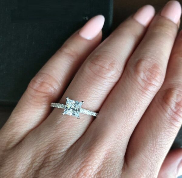 1.80Ctw Solitaire Princess White Diamond Engagement Ring 14k Gold Plated