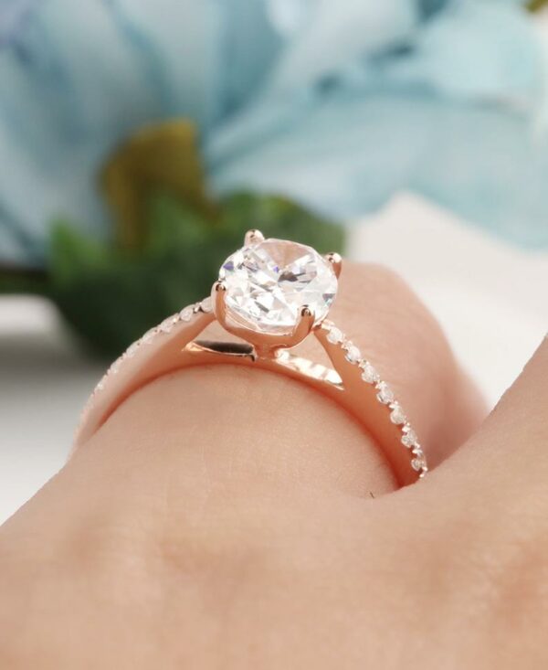 2.33Ctw Oval Cut Brilliant Diamond Classic Engagement Ring 14k Rose Gold