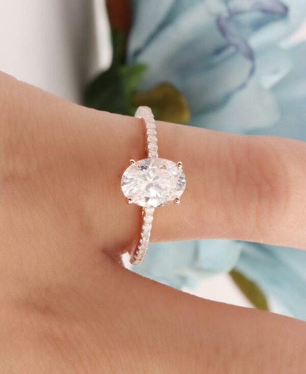 2.33Ctw Oval Cut Brilliant Diamond Classic Engagement Ring 14k Rose Gold