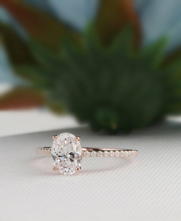 2.33Ctw Oval Cut Brilliant Diamond Classic Engagement Ring 14k Rose Gold
