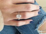 3.30ctw Long Cushion Cut Diamond Solitaire Engagement Ring 14k White Gold Over