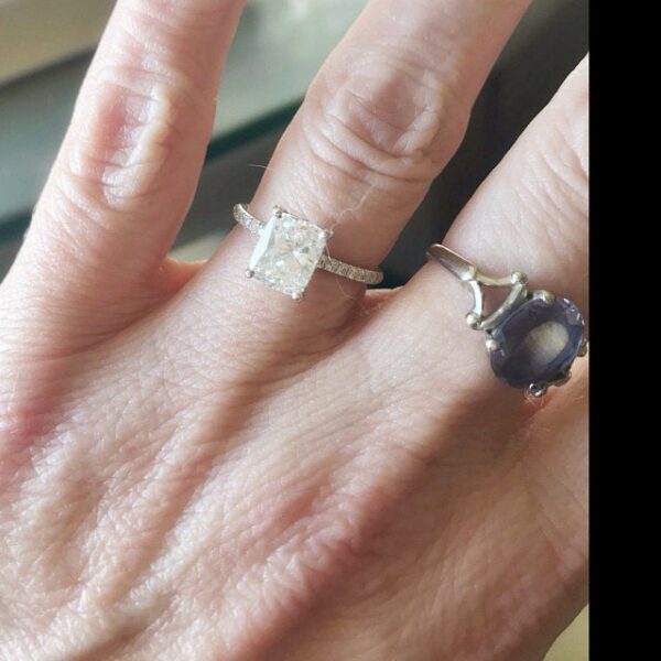 3.30ctw Long Cushion Cut Diamond Solitaire Engagement Ring 14k White Gold Over