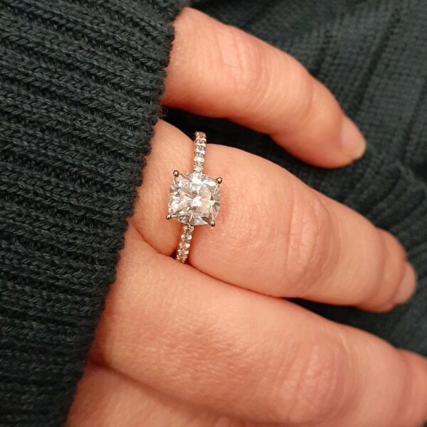 3.26 Ctw Cushion Cut Solitaire Brilliant Diamond Engagement Ring 10k White Gold