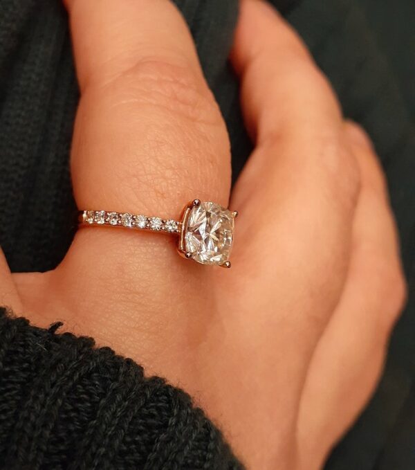 3.26 Ctw Cushion Cut Solitaire Brilliant Diamond Engagement Ring 10k White Gold