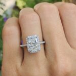 2.63 Ctw Radiant White Diamond Halo Fancy Engagement Ring 10k White Gold