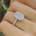 2.63 Ctw Radiant White Diamond Halo Fancy Engagement Ring 10k White Gold