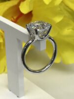 3CT White Asscher Cut Diamond Solitaire Prong Set Engagement Ring in 925 Sterling Silver