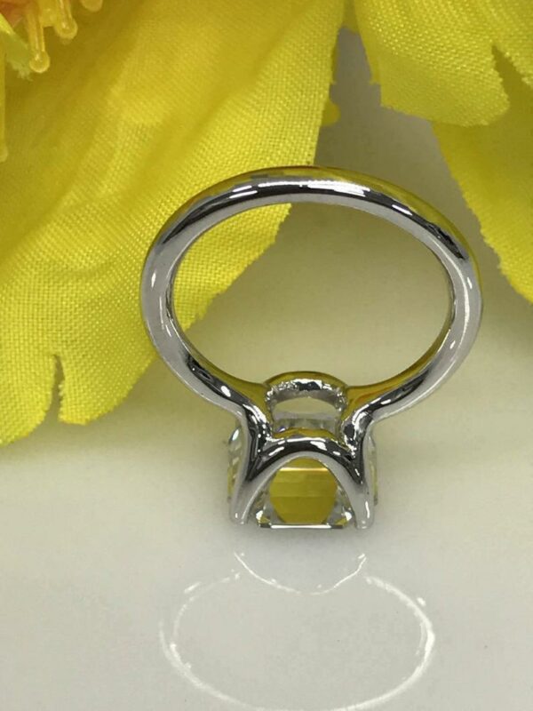 3CT White Asscher Cut Diamond Solitaire Prong Set Engagement Ring in 925 Sterling Silver