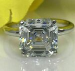 3CT White Asscher Cut Diamond Solitaire Prong Set Engagement Ring in 925 Sterling Silver