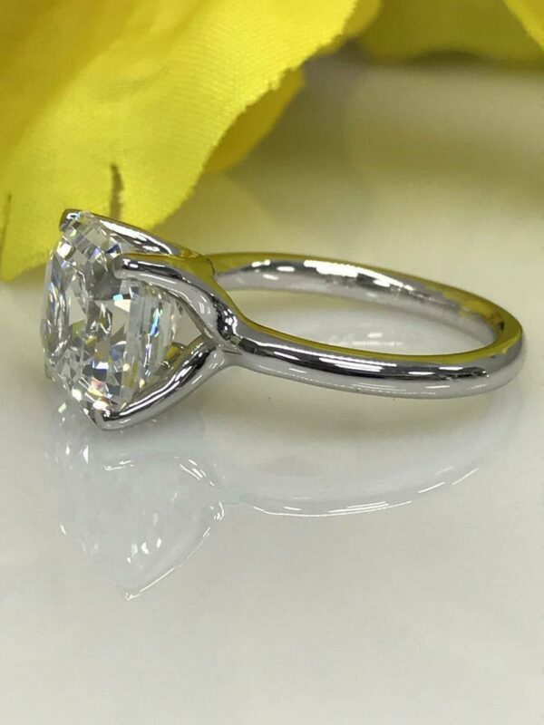 3CT White Asscher Cut Diamond Solitaire Prong Set Engagement Ring in 925 Sterling Silver