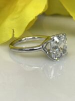 3CT White Asscher Cut Diamond Solitaire Prong Set Engagement Ring in 925 Sterling Silver