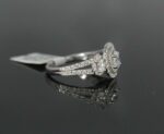 3.10 Ctw Three Stone Oval White Diamond Halo Engagement Ring 14k White Gold Plated