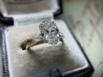 3.60 Ctw Double 4 Prong Oval & Pear Cut Diamond Engagement Ring 14k Yellow Gold