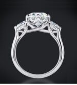 2.70 Ctw Brilliant Cut 3 Stone Diamond 925 Sterling Silver In Engagement Ring