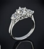 2.70 Ctw Brilliant Cut 3 Stone Diamond 925 Sterling Silver In Engagement Ring