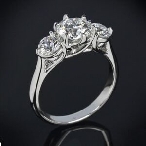 2.70 Ctw Brilliant Cut 3 Stone Diamond 925 Sterling Silver In Engagement Ring