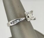 2.50 ctw Solitaire Princess Diamond Channel Set Engagement Ring 14k White Gold