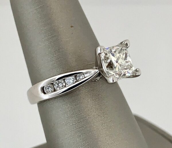 2.50 ctw Solitaire Princess Diamond Channel Set Engagement Ring 14k White Gold