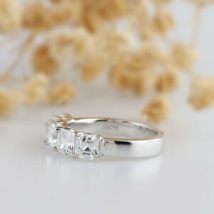 2.15 Ctw Solitaire 5 Stone Asscher Cut Diamond Wedding Engagement Ring 14k White Gold
