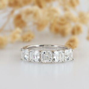 2.15 Ctw Solitaire 5 Stone Asscher Cut Diamond Wedding Engagement Ring 14k White Gold