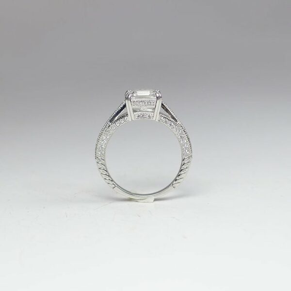 2.30 Ctw Unique Asscher Cut Double 4 Prong Diamond Engagement Ring 925 S Silver