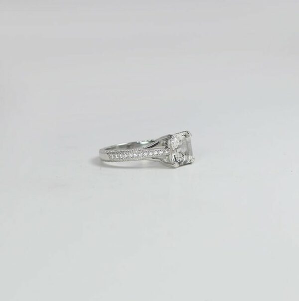 2.30 Ctw Unique Asscher Cut Double 4 Prong Diamond Engagement Ring 925 S Silver