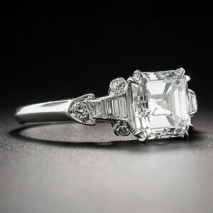 Art Deco 2.60 Ctw Asscher Diamond Classic Engagement Ring 14k Gold Plated