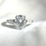 Unique Engagement Ring 2.76 Ctw Oval Cut Diamond Baguette Accent In 14k White Gold