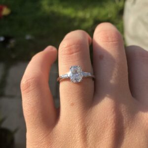 Unique Engagement Ring 2.76 Ctw Oval Cut Diamond Baguette Accent In 14k White Gold