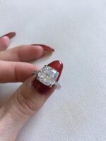3.30 Ctw Cushion Cut Diamond Solitaire With Accent Engagement Ring 925 S Silver